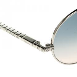 Chopard Green/Silver SCH934S Embellished Aviator Sunglasses