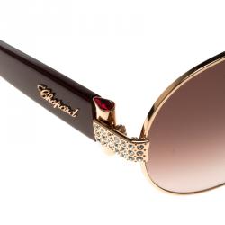 Chopard Burgundy SCH866S Embellished Aviator Sunglasses