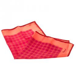 Chopard Orange and Pink Geometric Print Silk Square Scarf