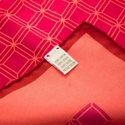 Chopard Orange and Pink Geometric Print Silk Square Scarf