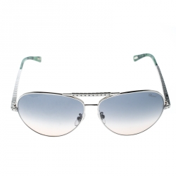 Chopard Silver/Green Gradient SCH934S Embellished Aviator Sunglasses