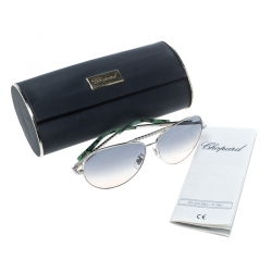 Chopard Silver/Green Gradient SCH934S Embellished Aviator Sunglasses