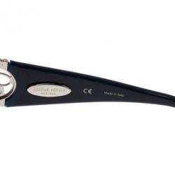 Pre Owned Chopard Black and Blue SCH 806S Embellished Shield Sunglasses