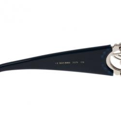Pre Owned Chopard Black and Blue SCH 806S Embellished Shield Sunglasses