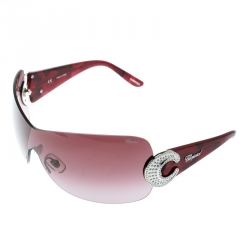 Chopard Burgundy/Burgundy Gradient SCH 939S Shield Sunglasses 