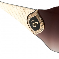 Chopard Gold / Brown Gradient Embossed SCH 883S Crystal Embellished Shield Sunglasses