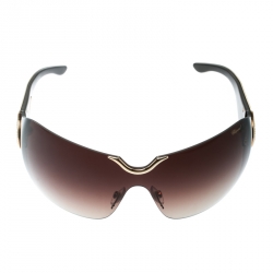 Chopard Gold / Brown Gradient Embossed SCH 883S Crystal Embellished Shield Sunglasses
