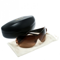 Chopard Brown/Brown Gradient SCH 939S Crystal Embellished Shield Sunglasses