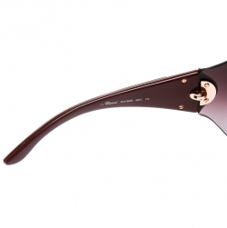 Chopard Gold/Burgundy Gradient SCH 883S Crystal Embellished Shield Sunglasses