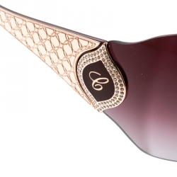 Chopard Gold/Burgundy Gradient SCH 883S Crystal Embellished Shield Sunglasses
