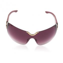 Pre Owned Chopard Gold Embossed Woman Shield Sunglasses