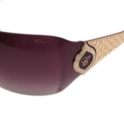 Pre Owned Chopard Gold Embossed Woman Shield Sunglasses