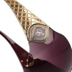Pre Owned Chopard Gold Embossed Woman Shield Sunglasses