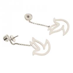 Pre Owned Chopard Happy Diamond Dove 18k White Gold Dangle Earrings