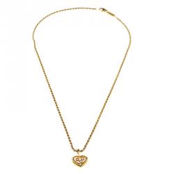 Chopard Happy Diamond Heart 18k Gold Pendant Rope Chain Necklace 