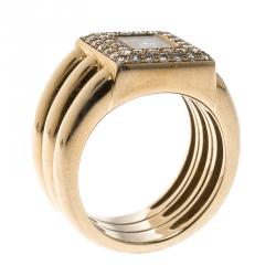Chopard Vintage Happy Diamond 18k Yellow Gold Ring Size 54