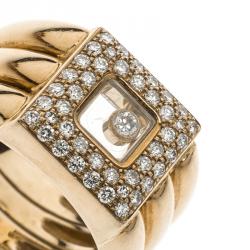 Chopard Vintage Happy Diamond 18k Yellow Gold Ring Size 54