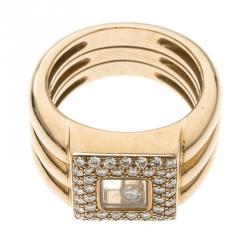 Chopard Vintage Happy Diamond 18k Yellow Gold Ring Size 54