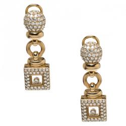 Chopard Vintage Happy Diamond 18k Yellow Gold Drop Earrings