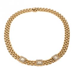 Pre Owned Chopard Vintage Happy Diamond 18k Yellow Gold Choker Necklace