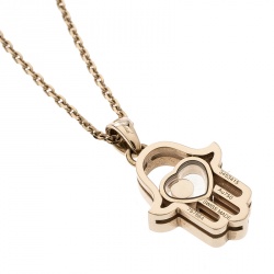 Pre Owned Chopard Happy Diamond Hamsa Hand 18k Rose Gold Pendant Necklace