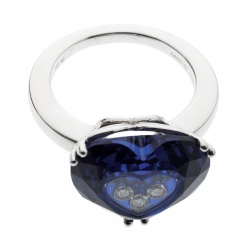 Chopard So Happy Blue Heart Crystal Diamond Ring Size 57