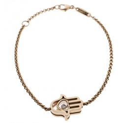 Pre Owned Chopard So Happy Diamond Hamsa Hand 18k Rose Gold Bracelet