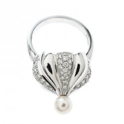 Pre Owned Chopard Pushkin Diamond Pearl Cocktail Ring Size 54