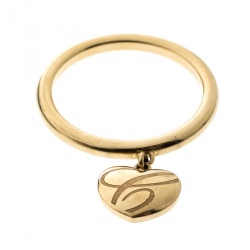 Chopard Chopardissimo 18k Yellow Gold Heart Charm Ring Size 56