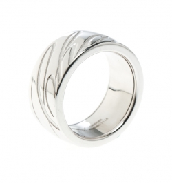 Chopard Chopardissimo The Revolving Signature 18k White Gold Band Ring Size 59