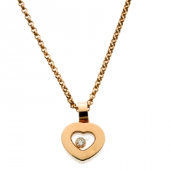 Pre Owned Chopard Happy Diamond Icon Heart 18k Yellow Gold Pendant Necklace