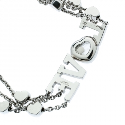 Chopard Happy Diamond Heart Love 18k White Gold Charm Link Bracelet