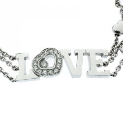 Chopard Happy Diamond Heart Love 18k White Gold Charm Link Bracelet