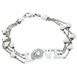 Chopard Happy Diamond Heart Love 18k White Gold Charm Link Bracelet