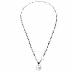 Chopard Happy Diamonds 18k White Gold Round Pendant Belcher Chain Necklace