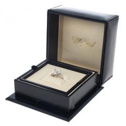 Pre Owned Chopard 18kt White Gold So Happy Rock Crystal Diamond Ring Size 52.5