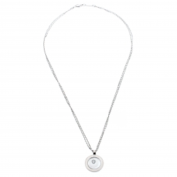 Pre Owned Chopard Happy Spirit Diamond 18K White Gold Pendant Double Chain Necklace