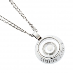 Pre Owned Chopard Happy Spirit Diamond 18K White Gold Pendant Double Chain Necklace