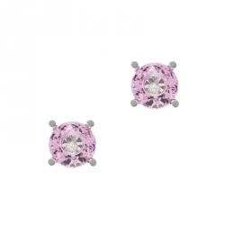 Chopard So Happy Pink Stone Diamond 18k White Gold Stud Earrings
