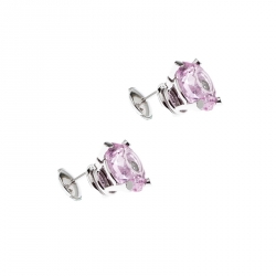 Chopard So Happy Pink Stone Diamond 18k White Gold Stud Earrings