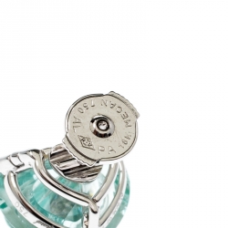 Chopard So Happy Green Stone Diamond 18k White Gold Stud Earrings