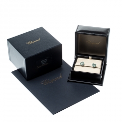 Chopard So Happy Green Stone Diamond 18k White Gold Stud Earrings