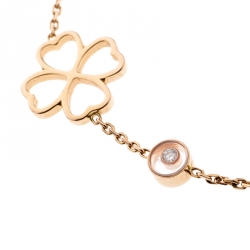 Pre Owned Chopard Happy Diamond Clover 18k Rose Gold Station Bracelet