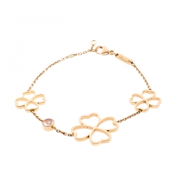 Pre Owned Chopard Happy Diamond Clover 18k Rose Gold Station Bracelet