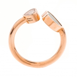 Chopard Happy Hearts Onyx Diamond 18k Rose Gold Ring Size 55