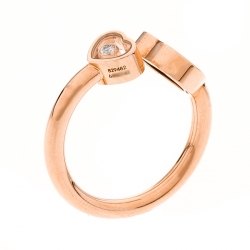 Chopard Happy Hearts Onyx Diamond 18k Rose Gold Ring Size 55