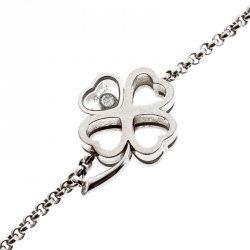 Chopard Happy Diamond Clover Motif 18k White Gold Bracelet