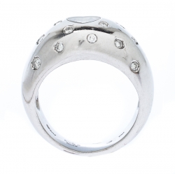 Chopard Happy Diamond Heart 18k White Dome Ring Size 55