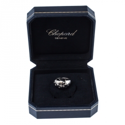 Chopard Happy Diamond Heart 18k White Dome Ring Size 55