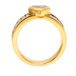 Chopard Happy Diamond Heart 18K Yellow Gold Ring Size 54